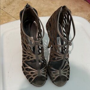 Jimmy Choo Metallic Bronze Laser-Cut High Heel Sandals